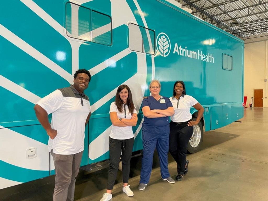 Celebrating the launch of the Tepper Foundation unit are (L-R) Trent Legare, director of community care; Chelsea Cain, NP; Community Health; Jessica Castrodale, RN; and Janelle White, MD, medical director.